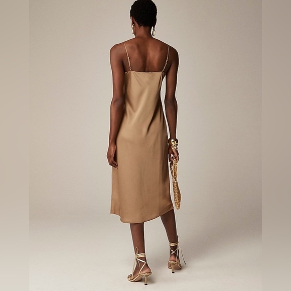 J. Crew Gwyneth slip dress in luster charmeuse BV496 Size 4 Camel - Picture 2 of 5